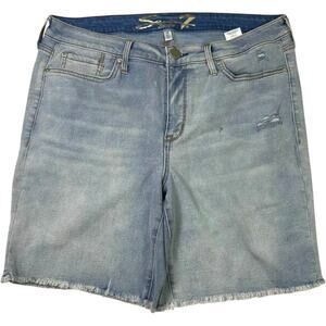 Seven7 Sunset Bermuda Denim Shorts Women’s Size 16 Blue Raw Hem Stretch